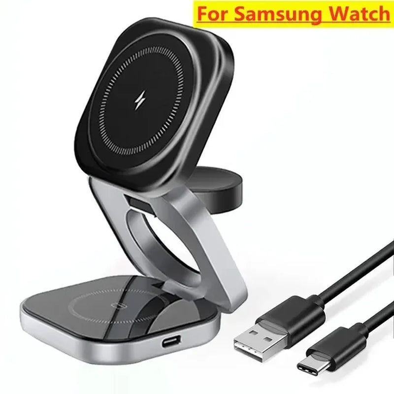 3 in 1 Magnetic Wireless Charger Stand (Iphone 15 14 13 Pro Max, Iwatch 8 7 6 Samsung Watch Airpods Fast Charging Dock Station)