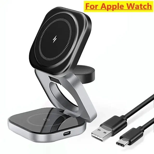 3 in 1 Magnetic Wireless Charger Stand (Iphone 15 14 13 Pro Max, Iwatch 8 7 6 Samsung Watch Airpods Fast Charging Dock Station)