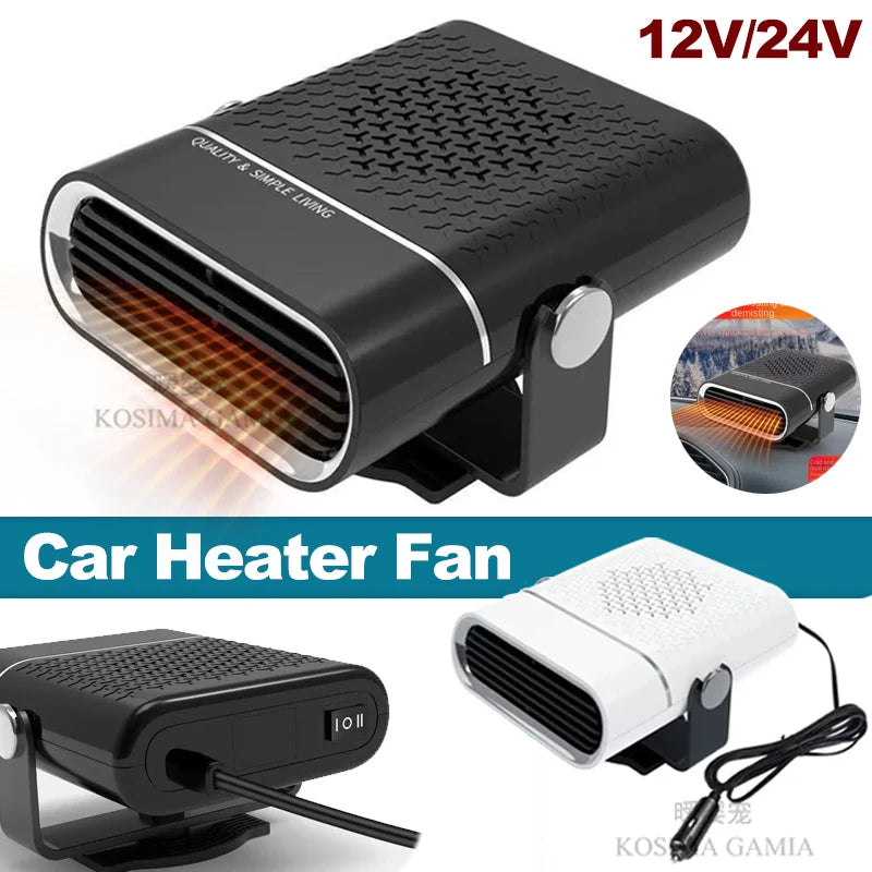 Car Heater Fan 200W 12V/24V Car Heater Electric Cooling Heating Auto Windshield Defroster Defogging Demister Car Anti-Fog Heater